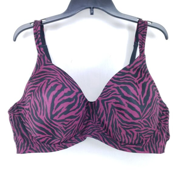 Leading Lady The Brigitte Full Coverage Wirefree T-Shirt Bra Size 46B Pink Zebra - Picture 1 of 6